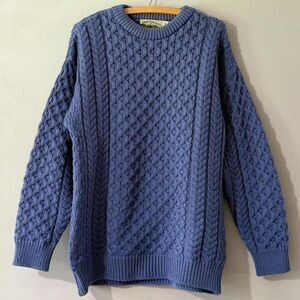 Vintage Aran Crafts blue cable knit sweater